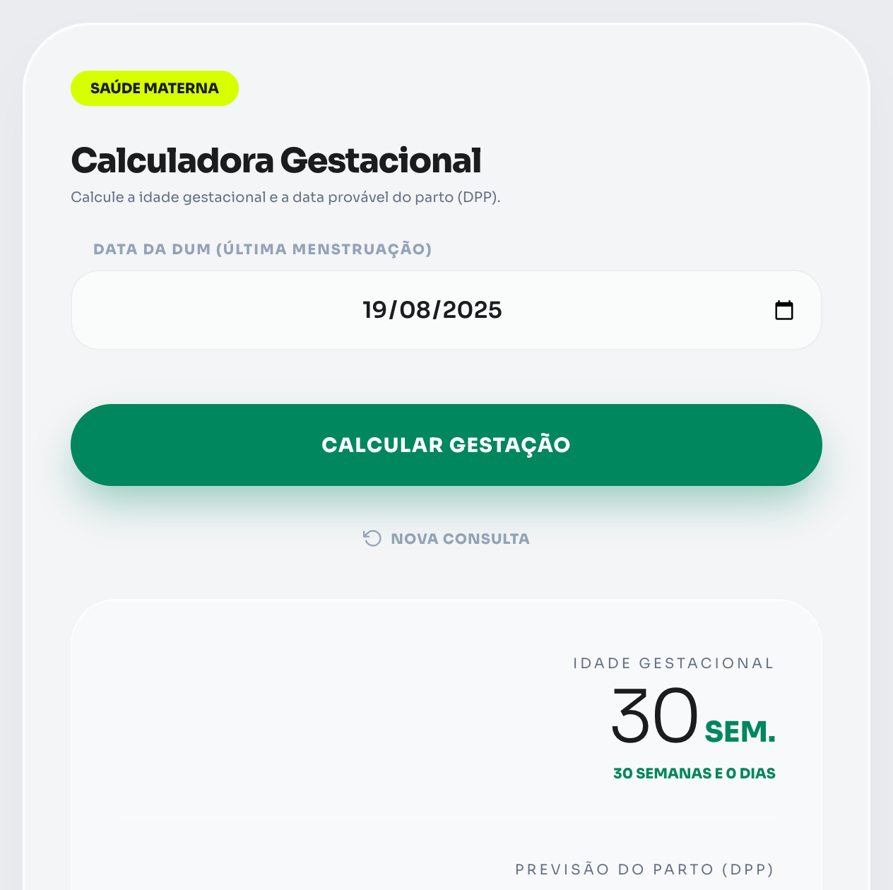 Calculadora Gestacional — Semanas e Data do Parto